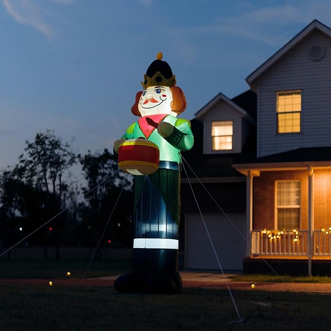 8FT Christmas Inflatable Nutcracker Soldier Outdoor Decorations, Xmas Blow up Yard Decorations,Santa Soldier with Lights for Indoor Outdoor Patio Garden Xmas Decor