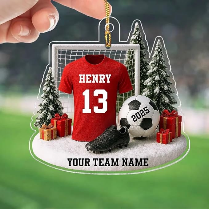 Personalized Soccer Christmas Acrylic Ornament, Soccer Ornament, Soccers Ornaments Christmas Tree Hanging Ornaments Tree Decorations, Soccers Player Uniform /1