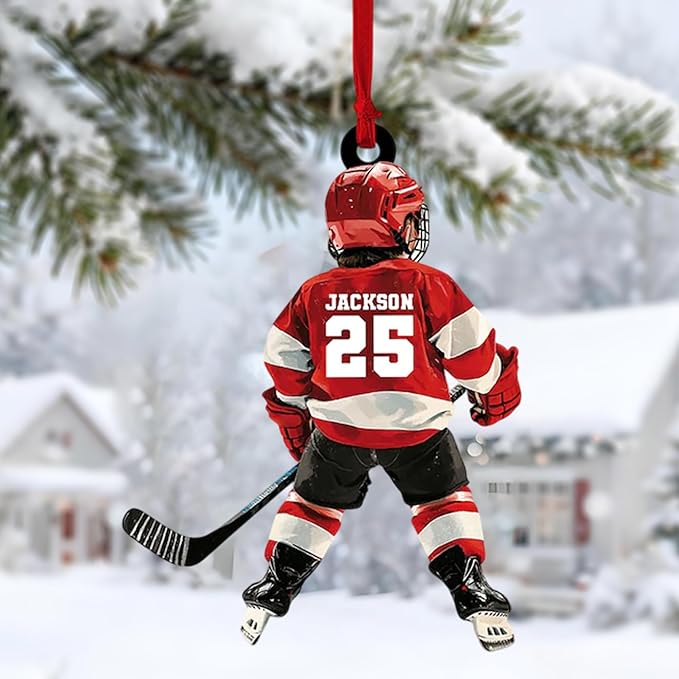 Custom Hockey Player Christmas Ornament 2025, Personalized Ice Hockey Players Ornaments, Custom Name and Number, Sport Lovers Gifts, Christmas Tree Decoration 1