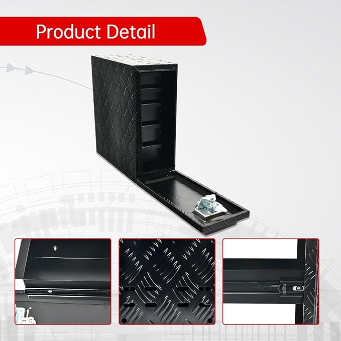 18 Inch Heavy-Wall Aluminum Truck Bed Tool Box with 5 Drawers W/Lock T-Handle Latch Keys for Storage Black 7.75(L) x 18(W) x 18.75(H)