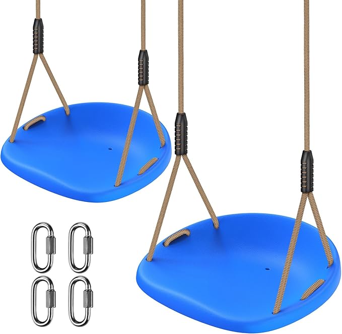 SELEWARE Heavy Duty Swing Seat for Adults Kids Tree Swing with Weather Proof Ropes Swing Set Accessories for Backyard Patio Garden Playground, Height Adjustable Blue of 2