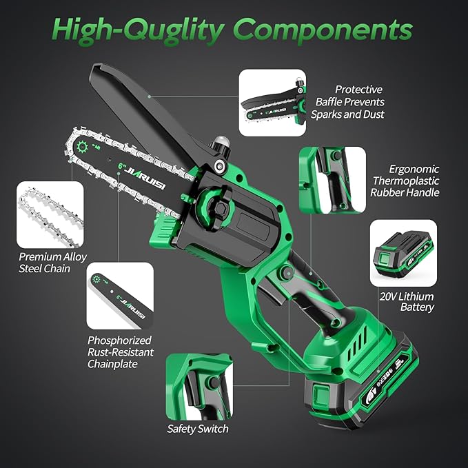 Mini Chainsaw 6 Inch Portable Electric Chainsaw Cordless with 2 Batteries and a Carrying Case, Handheld for Tree Branches, Courtyard, Household and Garden, Gifts for Men Dad Husband Women