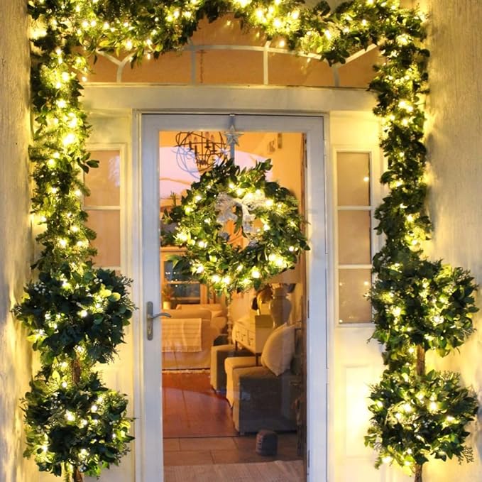 Toodour Christmas Lights Outdoor, 131ft 350 LED String Lights, Timer, Waterproof 8 Modes Outdoor Christmas String Light - Twinkle Light for Tree Home Garden Yard Wedding Party Xmas Decor(Warm White)