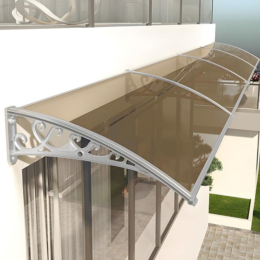 Outdoor Patio Awning Canopy for Doors & Windows - Polycarbonate UV/Rain/Snow Shield with Hollow Sheet Design, Exterior Overhang Cover for Entryway Protection