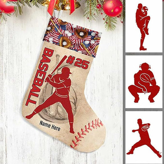 LOVELYPOD Christmas Stockings Personalized with Name, 19" Christmas Stocking Baseball Kids Christmas Stocking 2023, Xmas Stocking Holiday Christmas Decoration Gifts for Family Kids