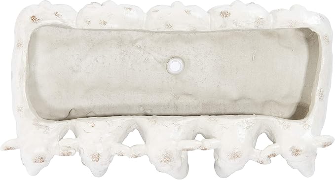 Creative Co-Op Resin Sheep Planter with Distressed Finish, White