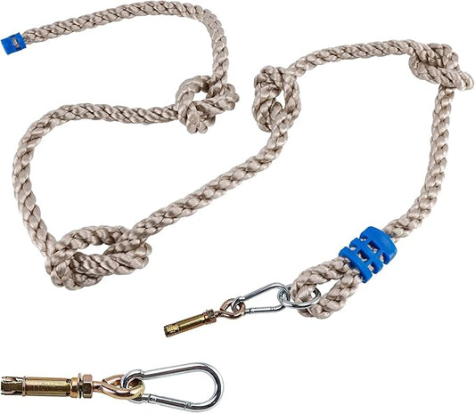 Climbing Rope for Kids, 8.2 FT Long with 4 Knotted Steps, Playground Accessories, Rope Swing for Obstacle Course, Treehouse Swingset Accessories Training for Kids Outdoor£¨Grey£©