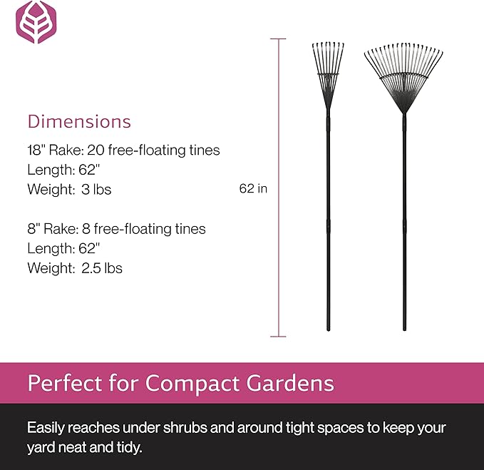 Yard Butler World’s Greatest Rake Set, ILT-208 - Garden Rake for Lawncare - Convenient Garden Cleaning Accessory - Lightweight Wooden Handle - Steel Tines - Easy to Maneuver