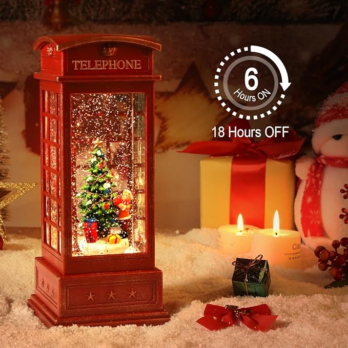 Christmas Snow Globe Lantern Christmas Decorations, Xmas Gifts Christma Vintage Home Decor Indoor,Sparkling with Music 6H Timer, Holiday Party Gifts (Snow Globe Tree)