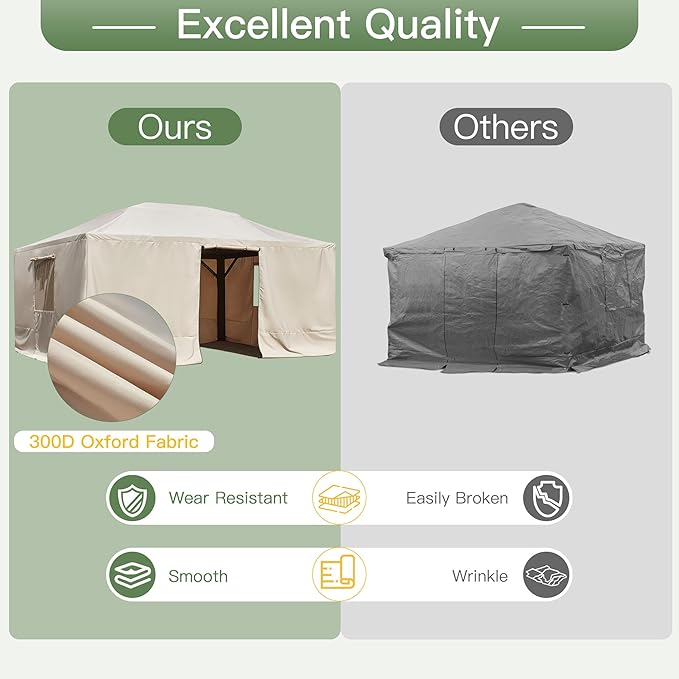 MELLCOM Winter Gazebo Cover for 12×16 Hardtop Gazebo, Accessories for All Seasons, with Mesh Screens and Doors and Windows