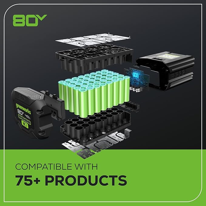 Greenworks 80V 21¡± Brushless (Push) Cordless Electric Lawn Mower + (500 CFM) Axial Leaf Blower (75+ Compatible Tools), (2) 2.0Ah Batteries and 30 Minute Rapid Charger