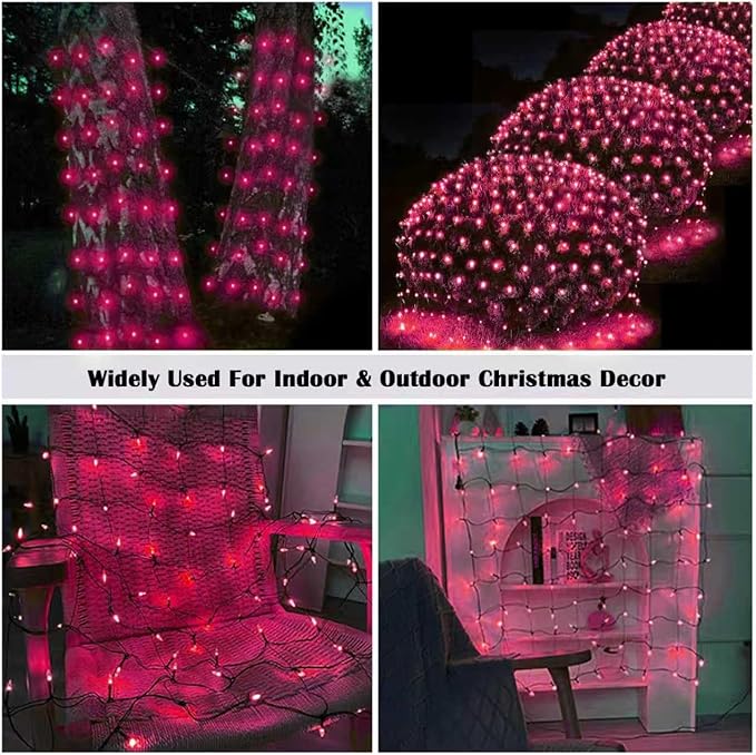 Christmas Net Lights Outdoor for Bushes, 6x5ft 120LED Net Light Outdoor Mesh Lights, Connectable Waterproof Net Light for Bushes,Garden,Yard,Trunk,Xmas Tree,Christmas Décor (Red)