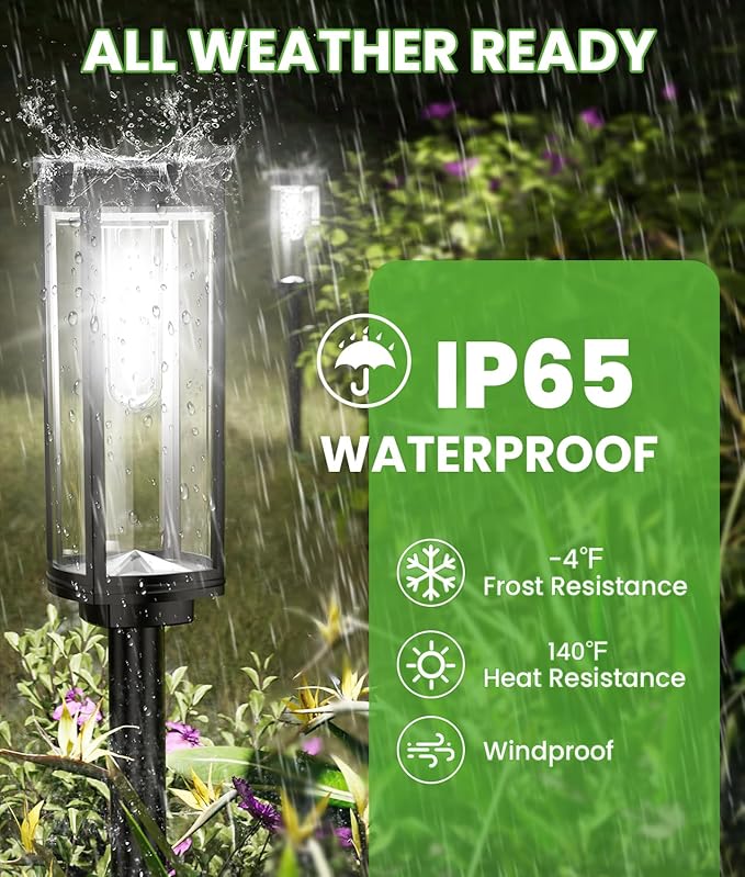 Bright Solar Lights Outdoor 6 Pack, Solar Pathway Lights Waterproof IP65, Auto On/Off Pathway Landscape Lighting, Long Lasting Outdoor Light for Walkway Path Garden Lawn Patio Decor Lighting