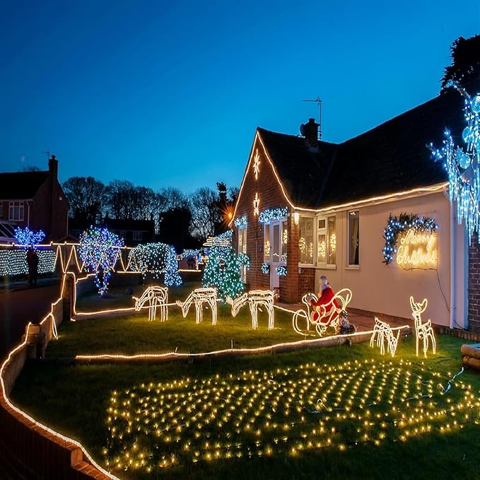 100Ft Warm White LED Rope Lights, 110v Waterproof Indoor/Outdoor String Lights, Cuttable, 1080 LEDs Rope Lights for Outside, Garden, Patio, Deck, Halloween and Christmas Decorations
