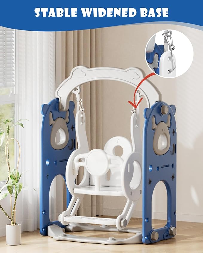 XJD 13-in-1 Toddler Slide and Swing Set, Kids Slide for Toddlers Age 1+, Toddler Outdoor Playset New Upgrade with Golf Set, Basketball Hoop, Drawing Board for Playground (Blue White)