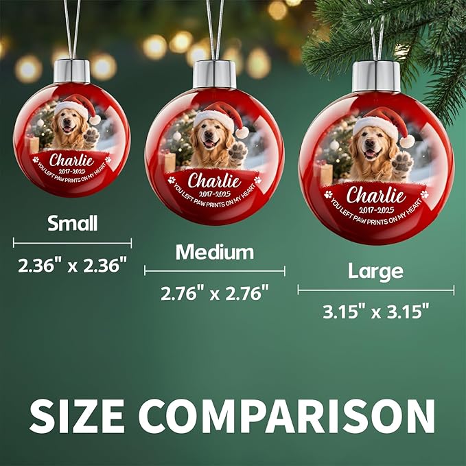 Personalized Pet Memorial Christmas Ornament - Custom Photo & Text Christmas Balls, Customized Dogs Sympathy Gifts, Pet in Memory Keepsake, Dog Memorial Gifts for Loss of Dog, Cat