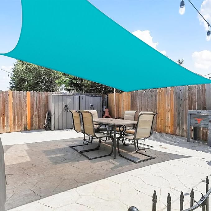 E&K Sunrise 7' x 18' Waterproof Sun Shade Sail Outdoor Rectangle Canopy Shade Cover UV Block for Pergola Patio Backyard Garden Deck (Turquoise)