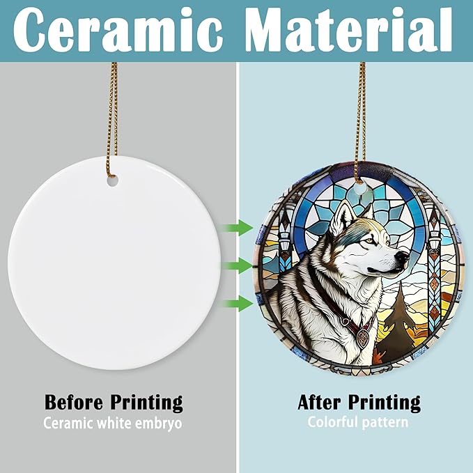 Wolf Christmas Hanging Ornament - Wolf Ceramic Ornament - Wolf Ornaments for Christmas Tree - Gifts for Wolf Lovers - Wolf Keepsake Ornament - Animal Lovers Gifts