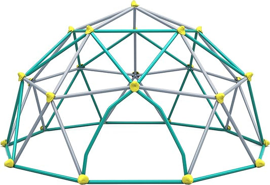 13ft Climbing Dome, Geometric Dome Climber Play Center, Kids Climbing Dome Tower, Rust & UV Resistant Steel Supporting 1000 LBS, Green + Silver