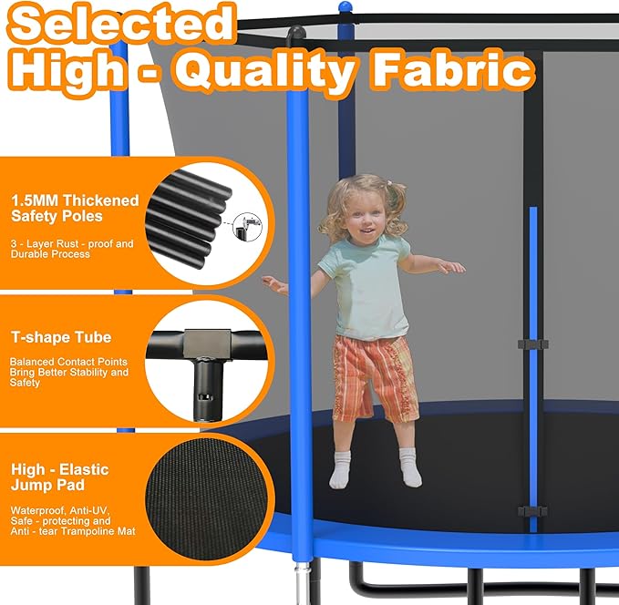 DeepRoar 2026 Upgraded 8FT 10FT 12FT 14FT 15FT 16FT Outdoor Tranpoline for Kids, Big tranpoline with Basketball Hoop, Lights, Sprinkler & Socks, Heavy Duty tranpoline 1500LB, ASTM Approved Tranpoing
