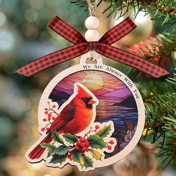 Tesuivra Cardinal Christmas Ornaments for Christmas Tree Decor - Red Cardinal Keepsake Decorative Hanging Ornament - Memorial Gifts for Loss of Loved One