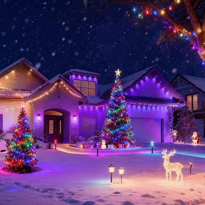 SOLARBABY Solar Christmas Lights Outdoor,142Ft Big 400 LED Beads Solar String Lights with Remote,19 Modes Fairy Christmas Light Solar Waterproof for Garden Patio Xmas Tree Christma Decor,Multicolor