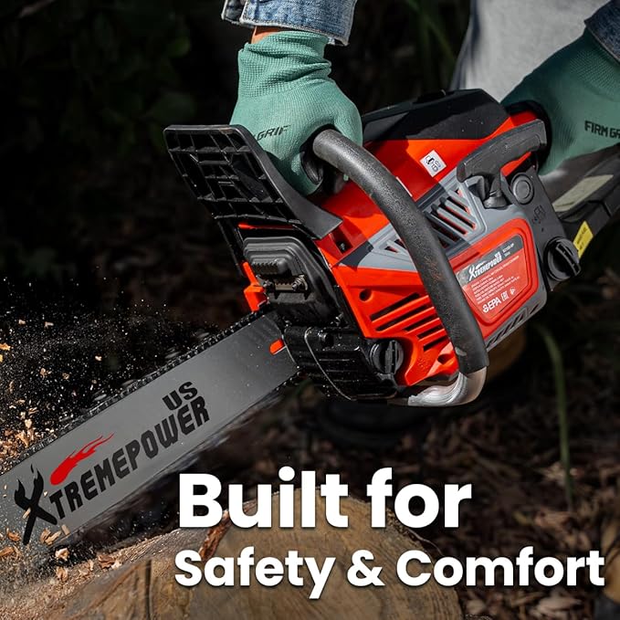 XtremepowerUS 22 Gas Chainsaw 58cc Gas Engine Wood Cutting Aluminum Gasoline Gas 2-Stroke Chainsaw Cutting Wood Cutter Industry Engine Motor EPA