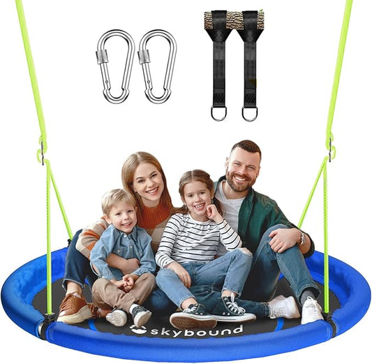 43 Tree Swing 600LB Weight Capacity with Hanging Carabiners, Waterproof Flying Saucer Swing for Kids Adults, Durable Outdoor Disc Swing for Backyard, Camping (Blue)