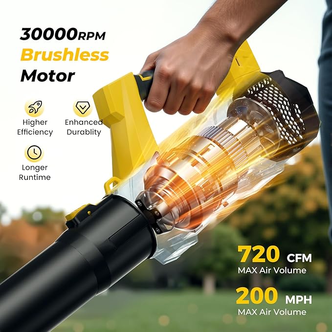 Leaf Blower Cordless, 5-Speed Leaf Blowers with 2 x 4.0Ah Batteries and Turbo Mode, Lightweight Grass Blower Snow Blowers for Lawn Care, Patio, Yard, Blows Leaves, Snow and Dust