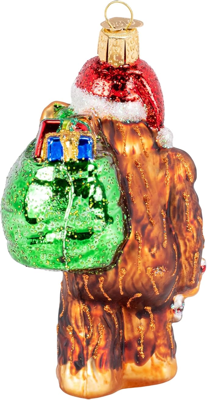 Old World Christmas Santa Sasquatch Glass Blown Ornament for Christmas Tree, Handcrafted Holiday Decoration, Santa Collection