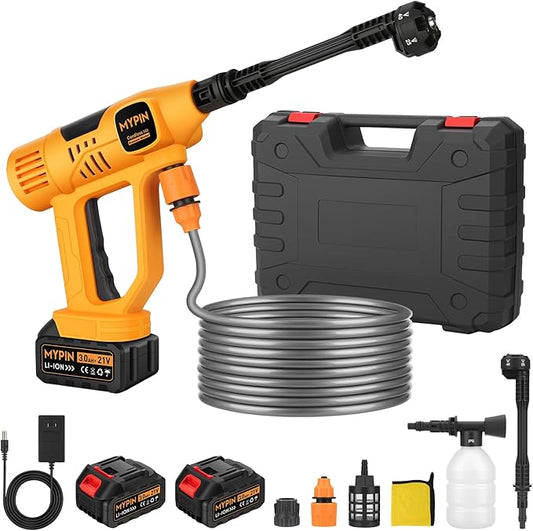 Upgraded LCD Display Portable Cordless Pressure Washer, 790 PSI 21V 2x3.0AH Rechargeable Batteries Powered Pressure Washer, 6-in-1 Nozzle for Car Floor Wall Fence Cleaning,10 Adjustable Pressure Modes