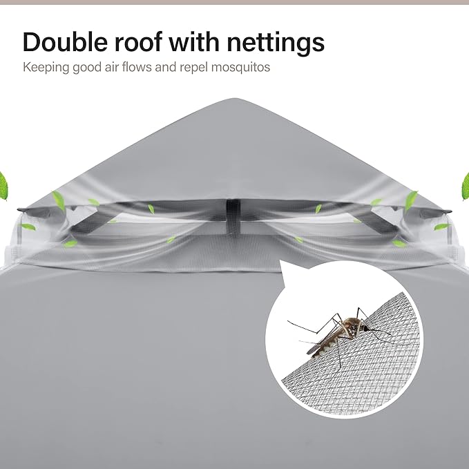 LAUSAINT HOME Semi-Permanent Patio Gazebo 10'x10' with Expansion Bolts, Outdoor Heavy Duty Party Tent with Double Roof, Mosquito Nettings and Privacy Screens for Backyard, Garden, Lawn, Smoke Grey