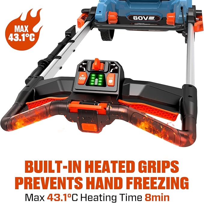 SENIX 60V 21 Auger-propelled Cordless Snow Blower, Steel Auger, 3500W Brushless Motor, Heated Handle,13 Depth, 45FT Throw Distance, LED Lights, 16000mAh Batteries & Dual Port Charger,1200lbs/min