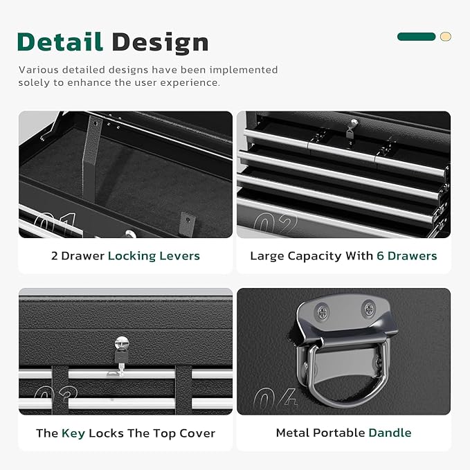 Greenvelly Rolling Tool Chest, 8-Drawer Metal Tool Chest with Wheels, Rolling Tool Cart with Detachable Top Tool Box, Metal Tool Box with Liner & Hooks for Garage, Workshop, Warehouse, Black ?