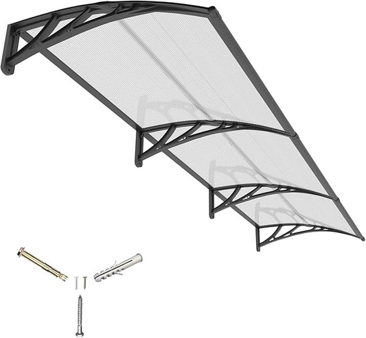 Awning for Outside, 32x120 UV-Resistant Rain and Snow-Proof House Overhang Canopy, Polycarbonate Door Awnings Exterior for Outdoor Patio, Porch, Deck, Window