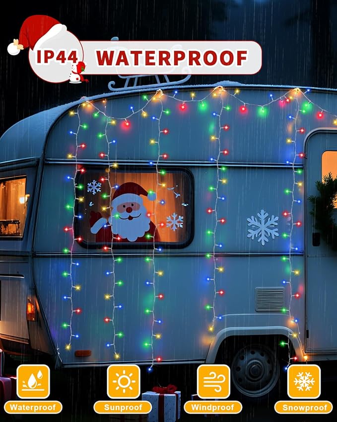 Christmas Lights String Outdoor Indoor, 300 LED 108FT Multicolor Xmas Tree Decorations Lights, Plug in Twinkle Fairy Light with Remote Timer Dimmable for Room Yard Holiday Party Wedding Camping Decor