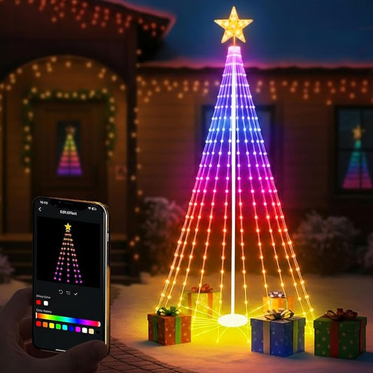 Magical 9FT 460 LEDs Smart Christmas Tree with App Control, 85+ Lighting Modes, Music Sync, IP65 All-Weather Metal Frame, Easy Setup for Front Yard, Holiday, Party, Family Joy