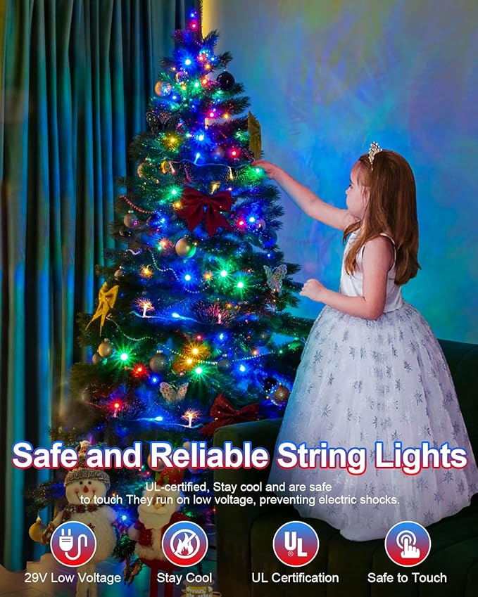 125 FT 380 LED Multicolor Christmas Lights, Extra Long Outdoor String Lights Waterproof, Timer & Memory, 8 Modes Dimmable Plug in Fairy for Classroom Decor Outside Tree Wedding Patry