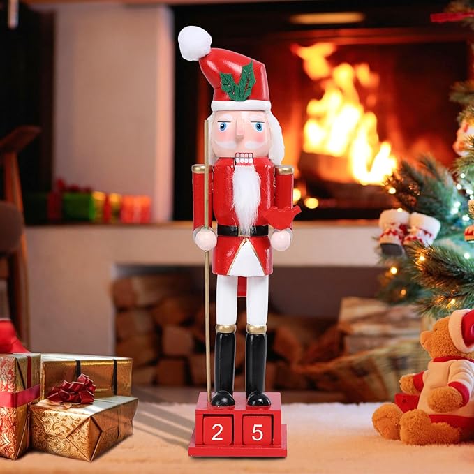 Christmas Nutcracker Decorations Nutcracker Figure 12 Inch Wooden Nutcrackers Cardinal Nutcracker Soldier for Table Desktop Home Christmas Decor Xmas Indoor Decor Cardinal