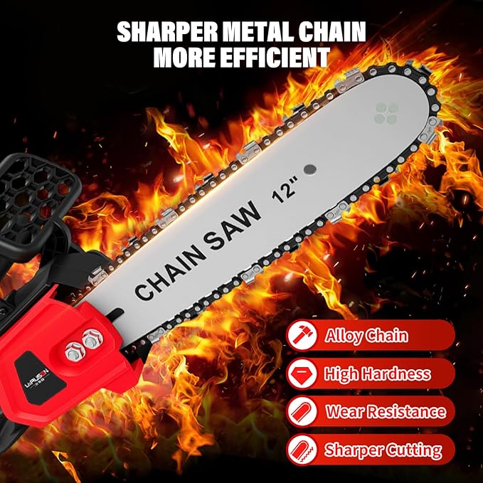 ALSO GO 12-inch Electric Chainsaw Cordless, 21V Battery Powered Chainsaw, Brushless Chain Saw with a 3.0Ah Battery, a Chain and a Charger Included, for Tree Trimming, Wood Cutting, Pruning