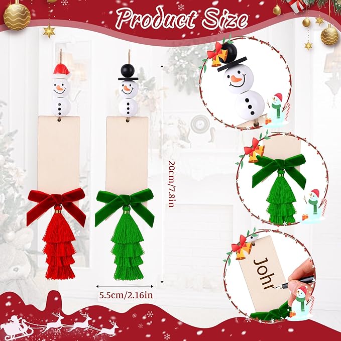 6 Pack Christmas Stockings 18 Inch Cable Knit Stockings with Personalized Snowman Name Tags, Red and White Large Xmas Hanging Stockings with Velvet Bows for Fireplace Mantel Holiday Family Decor
