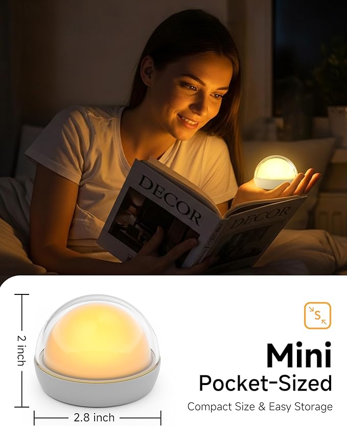 ZEEHOO Night Light, Portable Wireless Rechargeable Egg Lamp for Nursery & Bedroom, 2000mAh Dimmable Bedside LED Night Light (8 Colors, 4 Modes), Soft Eye-Caring Ambient Lamp for Kids, Toddler, Gift