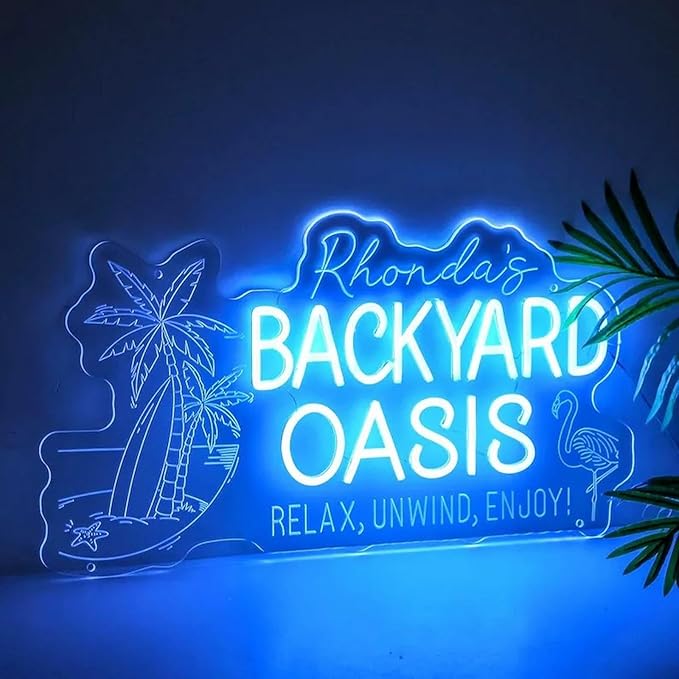 Personalized Backyard Oasis Outdoor Neon Sign - Custom Color Decor for Yard & Party, Dimmable USB - Powered LED Sign