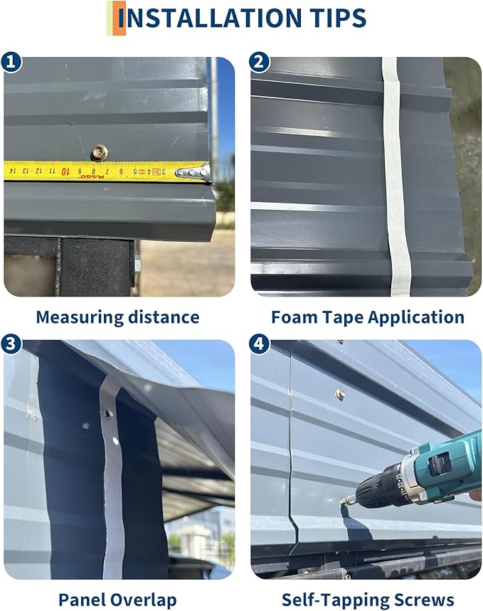 10x15 FT Heavy Duty Metal Carport Kit, Reinforced Frame with Anchors, for Trucks, Boats, RV, Tractor, 100MPH Wind & 35PSF Snow Rating, Easy Assembly
