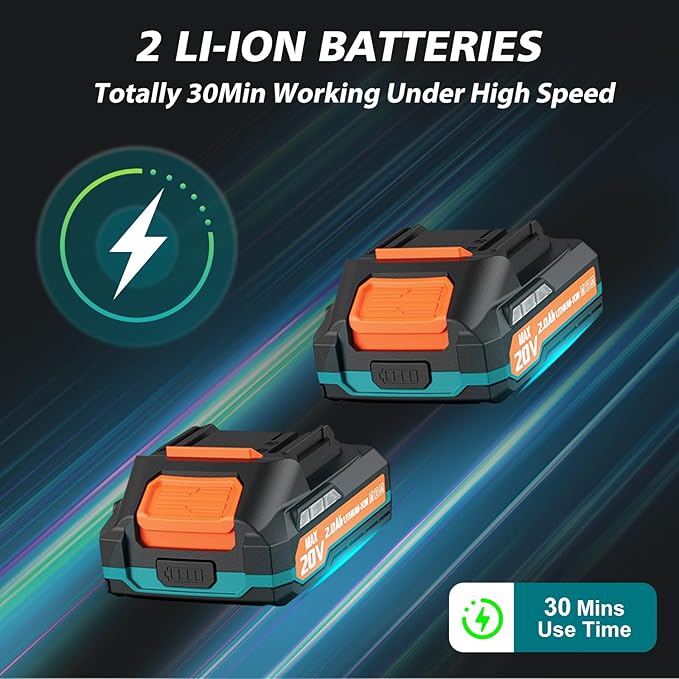 ALSO GO 20V Leaf Blower Cordless, Electric Leaf Blowers with 2X 2.0Ah Battery and Charger, 480 CFM 160 MPH Battery Powered Leaf Blower, Handheld Lightweight Blower for Lawn, Patio, Sidewalk Cleaning