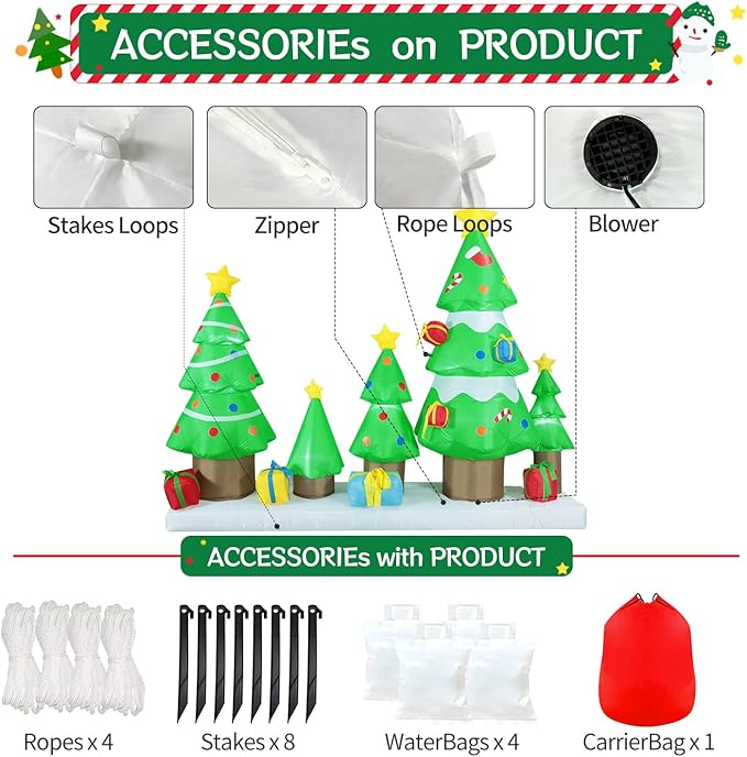 DomKom 9 FT Long Huge Christmas Inflatable Tree Set Outdoor Decoration with Gift Boxes, LED Lights Holiday Blow Up Yard Decoration for Holiday Party Garden Yard Lawn Winter Decor