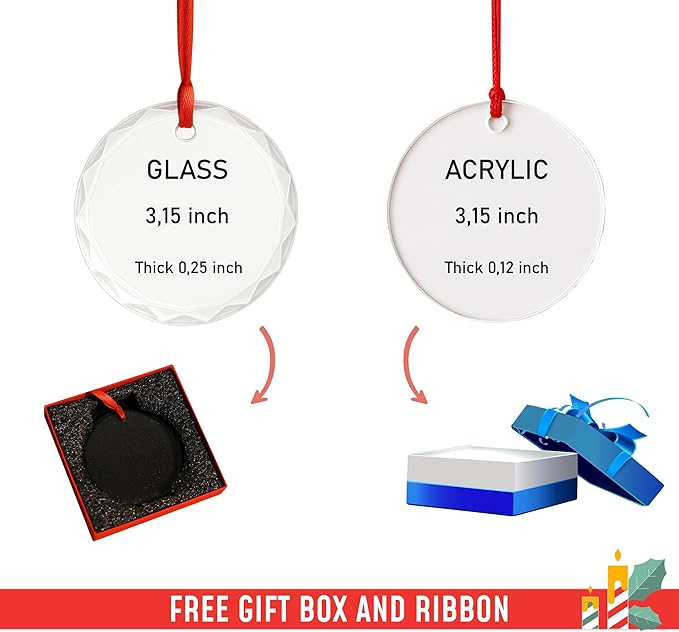 Personalized Photo Christmas Ornament | Custom Name Acrylic Glass Ornament 2025 Holiday Keepsake Decoration