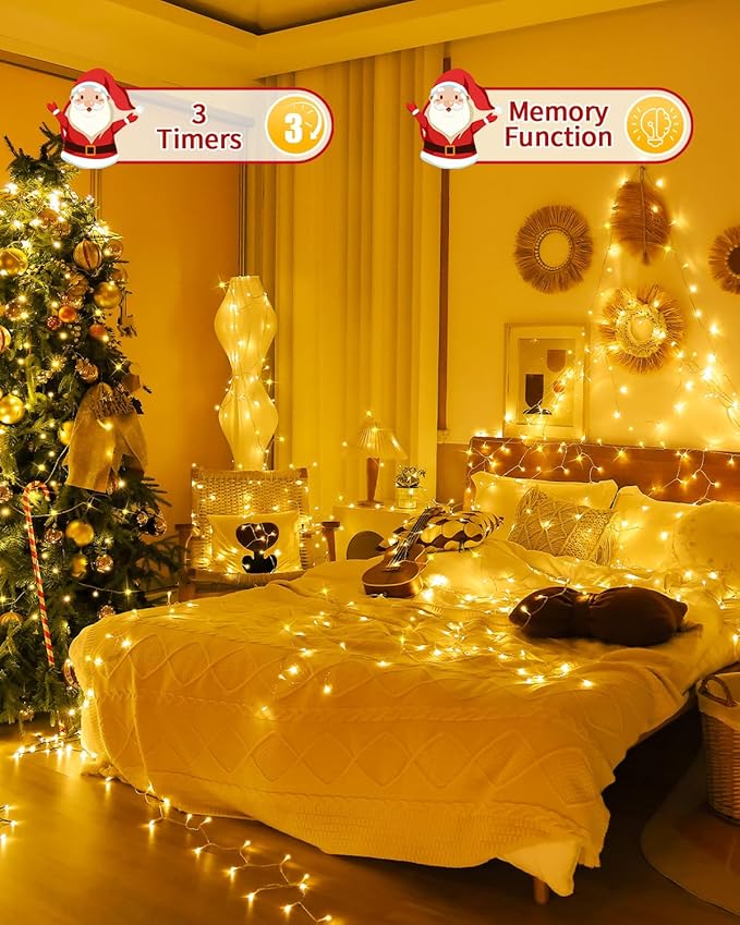 Christmas Lights String Outdoor Indoor, 1200 LED 403FT Warm White Xmas Tree Decorations Lights, Plug in Twinkle Fairy Light with Remote Timer Dimmable for Room Yard Holiday Party Wedding Camping Decor