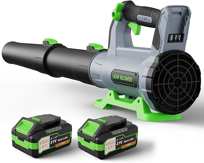 Leaf Blower Cordless with 2¡¿ 5.0Ah Batteries and Charger, 21V Electric, Lightweight Battery Powered Blowers for Lawn Care, Yard, Patio Cleaning, Blowing Leaves & Dust