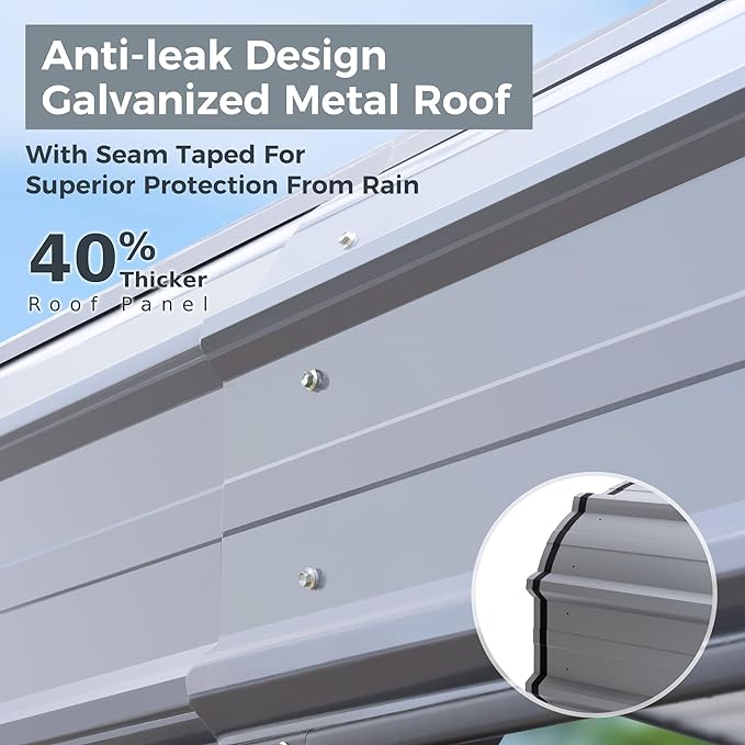 GREEN PARTY 12 x 20 ft Metal Carport Kits with Galvanized Steel Roof, Heavy Duty Metal Carport Canopy, Outdoor Car Tent Metal Garage Shelter for Car, SUV, Truck and Boats, Grey